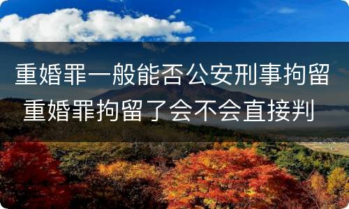 重婚罪一般能否公安刑事拘留 重婚罪拘留了会不会直接判