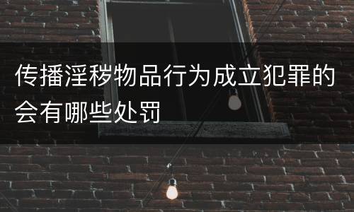 传播淫秽物品行为成立犯罪的会有哪些处罚