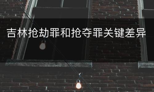吉林抢劫罪和抢夺罪关键差异