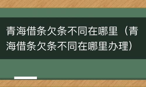 青海借条欠条不同在哪里（青海借条欠条不同在哪里办理）