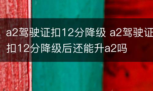 a2驾驶证扣12分降级 a2驾驶证扣12分降级后还能升a2吗