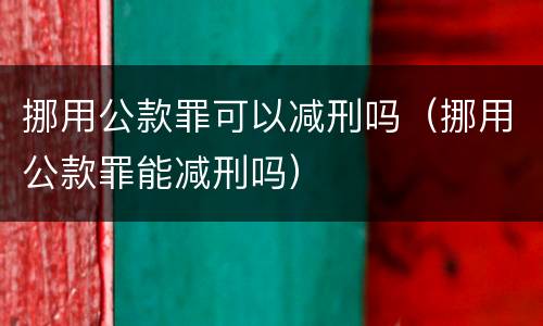 挪用公款罪可以减刑吗（挪用公款罪能减刑吗）