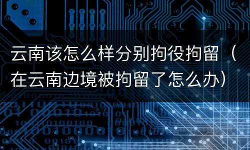 云南该怎么样分别拘役拘留（在云南边境被拘留了怎么办）