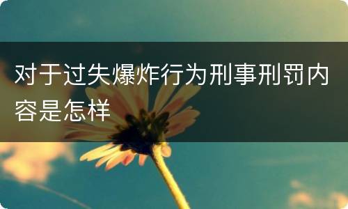 对于过失爆炸行为刑事刑罚内容是怎样