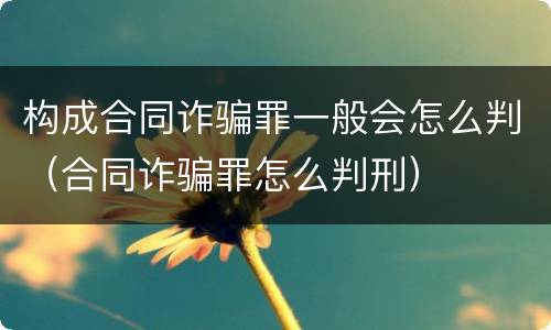 构成合同诈骗罪一般会怎么判（合同诈骗罪怎么判刑）