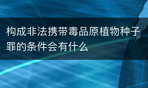 构成非法携带毒品原植物种子罪的条件会有什么