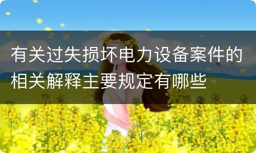 有关过失损坏电力设备案件的相关解释主要规定有哪些