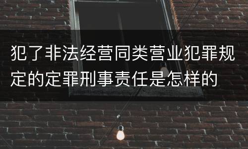 犯了非法经营同类营业犯罪规定的定罪刑事责任是怎样的