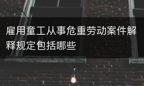 雇用童工从事危重劳动案件解释规定包括哪些
