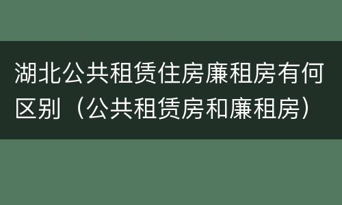 湖北公共租赁住房廉租房有何区别（公共租赁房和廉租房）