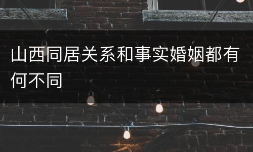 山西同居关系和事实婚姻都有何不同
