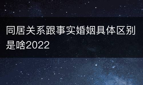 同居关系跟事实婚姻具体区别是啥2022