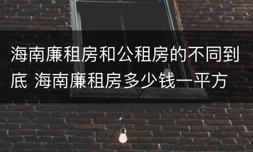 海南廉租房和公租房的不同到底 海南廉租房多少钱一平方