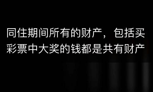 同住期间所有的财产，包括买彩票中大奖的钱都是共有财产吗