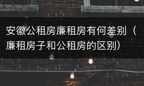 安徽公租房廉租房有何差别（廉租房子和公租房的区别）