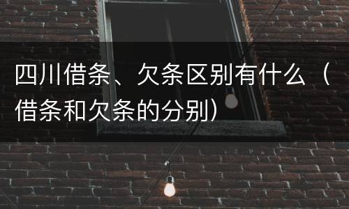 四川借条、欠条区别有什么（借条和欠条的分别）