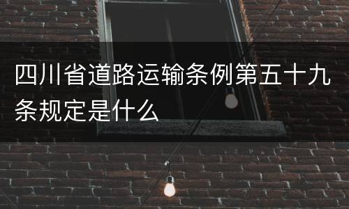 四川省道路运输条例第五十九条规定是什么