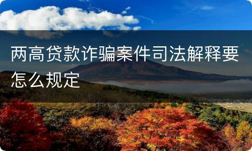 两高贷款诈骗案件司法解释要怎么规定