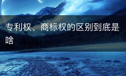 专利权、商标权的区别到底是啥