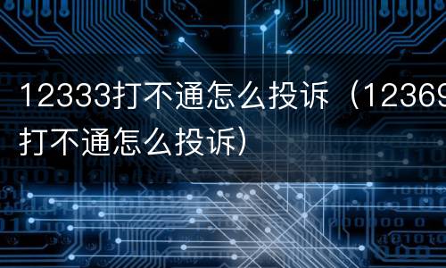 12333打不通怎么投诉（12369打不通怎么投诉）