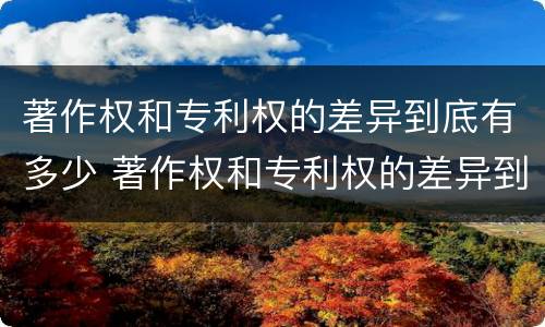 著作权和专利权的差异到底有多少 著作权和专利权的差异到底有多少个