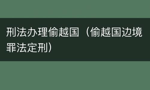 刑法办理偷越国（偷越国边境罪法定刑）