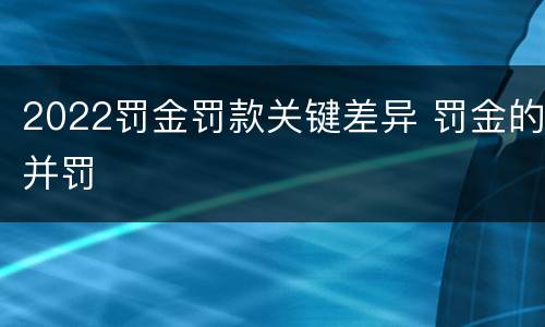 2022罚金罚款关键差异 罚金的并罚