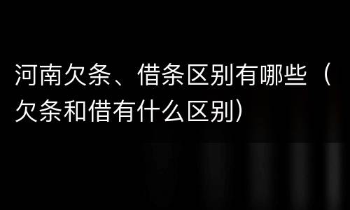 河南欠条、借条区别有哪些（欠条和借有什么区别）