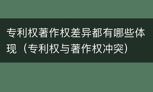 专利权著作权差异都有哪些体现（专利权与著作权冲突）
