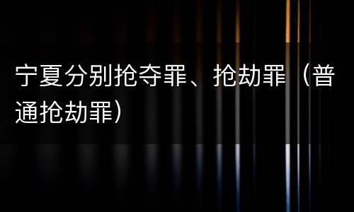 宁夏分别抢夺罪、抢劫罪（普通抢劫罪）
