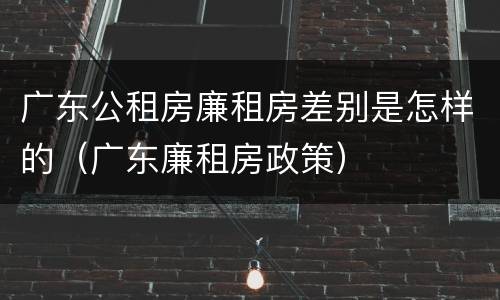 广东公租房廉租房差别是怎样的（广东廉租房政策）