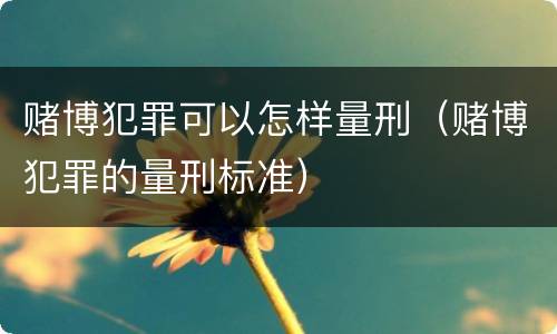 赌博犯罪可以怎样量刑（赌博犯罪的量刑标准）