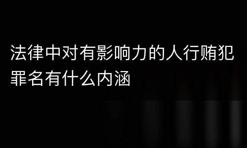 法律中对有影响力的人行贿犯罪名有什么内涵