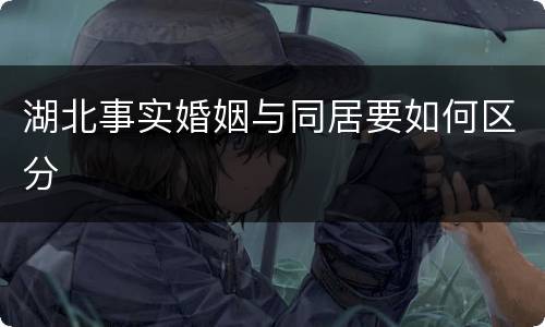 湖北事实婚姻与同居要如何区分