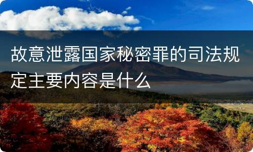 故意泄露国家秘密罪的司法规定主要内容是什么