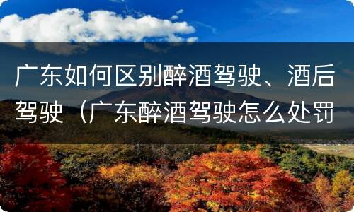 广东如何区别醉酒驾驶、酒后驾驶（广东醉酒驾驶怎么处罚）