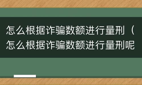 怎么根据诈骗数额进行量刑（怎么根据诈骗数额进行量刑呢）