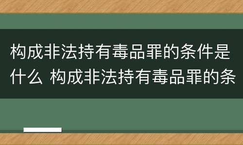 构成非法持有毒品罪的条件是什么 构成非法持有毒品罪的条件是什么意思