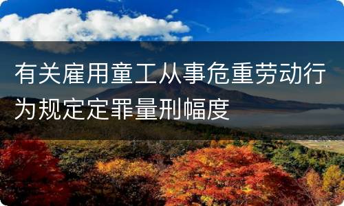 有关雇用童工从事危重劳动行为规定定罪量刑幅度