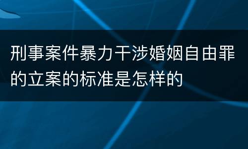 刑事案件暴力干涉婚姻自由罪的立案的标准是怎样的