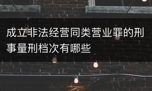 成立非法经营同类营业罪的刑事量刑档次有哪些