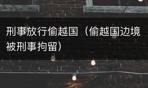 刑事放行偷越国（偷越国边境被刑事拘留）