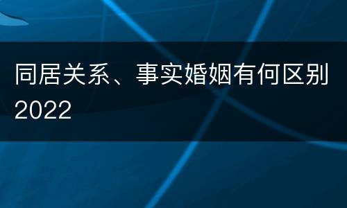 同居关系、事实婚姻有何区别2022