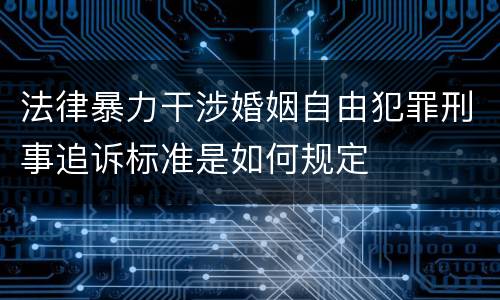 法律暴力干涉婚姻自由犯罪刑事追诉标准是如何规定