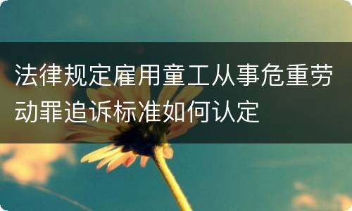 法律规定雇用童工从事危重劳动罪追诉标准如何认定