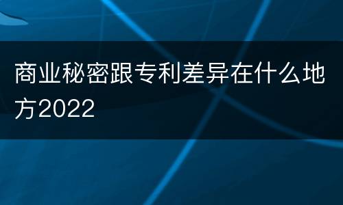商业秘密跟专利差异在什么地方2022