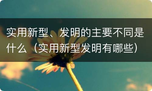 实用新型、发明的主要不同是什么（实用新型发明有哪些）