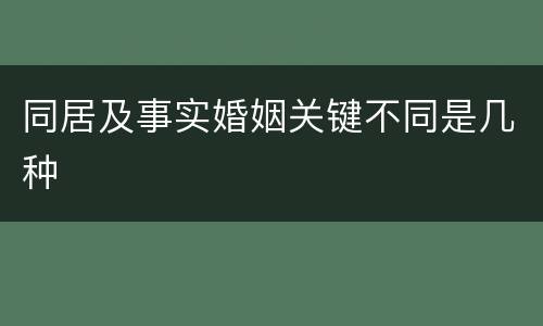 同居及事实婚姻关键不同是几种