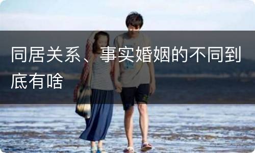 同居关系、事实婚姻的不同到底有啥