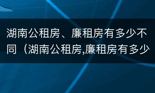 湖南公租房、廉租房有多少不同（湖南公租房,廉租房有多少不同的）